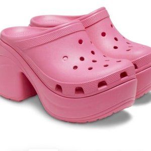 Crocs SIREN CLOG High-heeled Platform Stylish Barbie Hyper Pink Womens Size 9